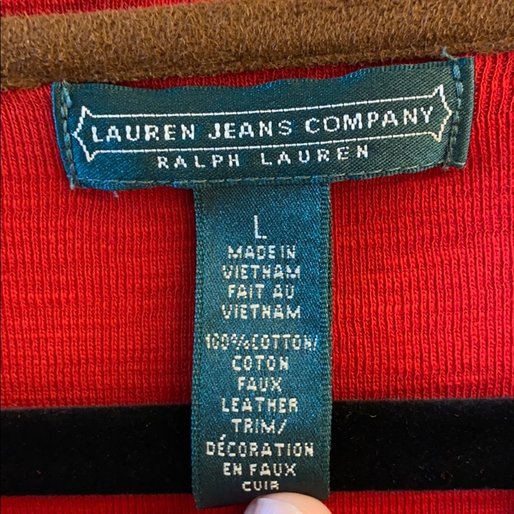 Ralph Lauren Faux Suede Detail Shirt Red/Brown - Picture 3 of 5